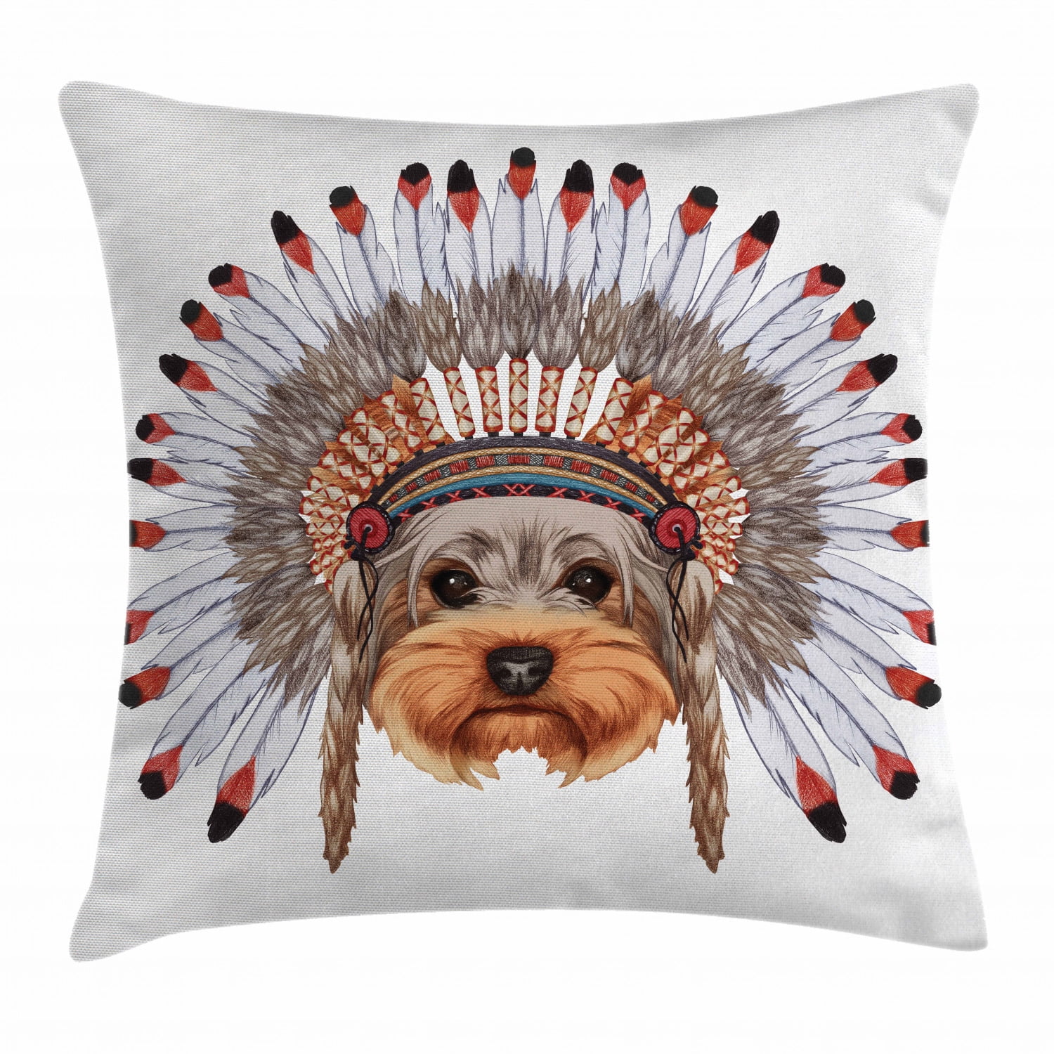 Yorkie Throw Pillow Cushion Cover, Yorkshire Terrier in War