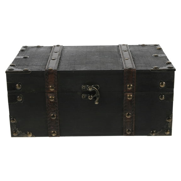 MERRYHAPY Vintage Black Wooden Jewelry Box for Trinket Storage and Decorative Photo Prop