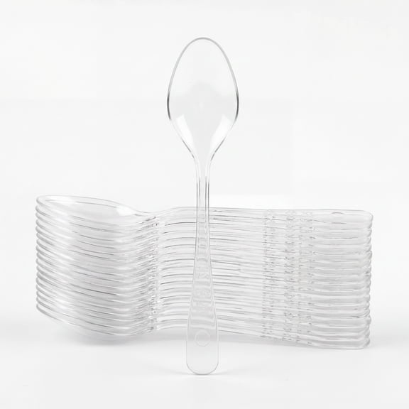 YEMNPIOS Wedding Plastic Mini Disposable Spoons, Clear, 30 Count