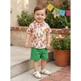 thumbnail image 5 of BemeyourBBs Cinco De Mayo Baby Boy Outfit Toddler Baby Boy Mexican Fiesta Outfit Infant Boy Summer Clothes Sombrero Donkey Print Short Sleeve Button Down Shirt Elastic Waist Pockets Shorts Set, 5 of 9