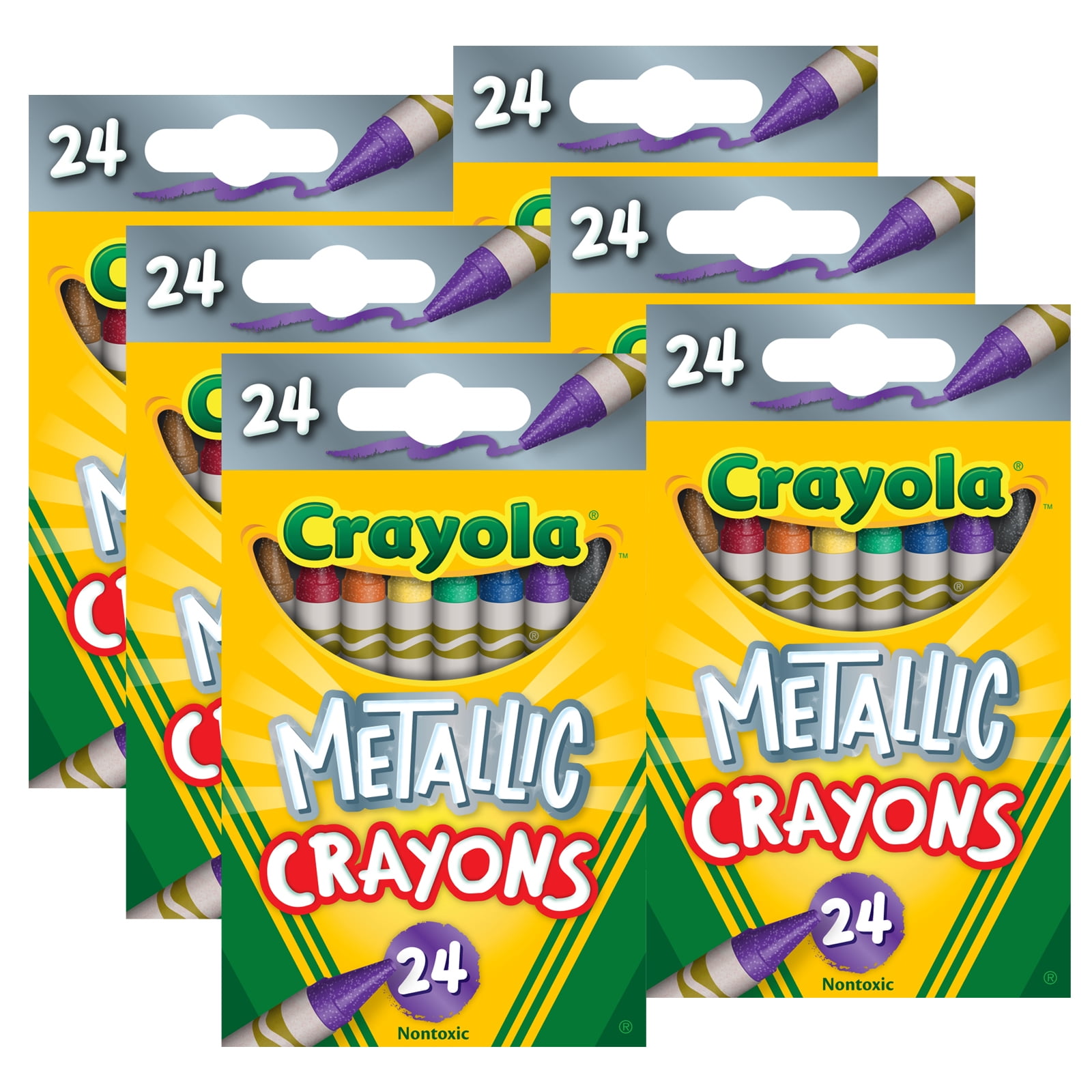 Crayola® Metallic Crayons, 24 Colors per Pack, 6 Packs