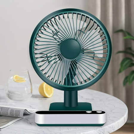 

Lingouzi USB Desk Fan with LED Display Mini Cordless Rechargeable Table Fans with 4 Speeds 80° Automatic Shaking Head Desktop Fan