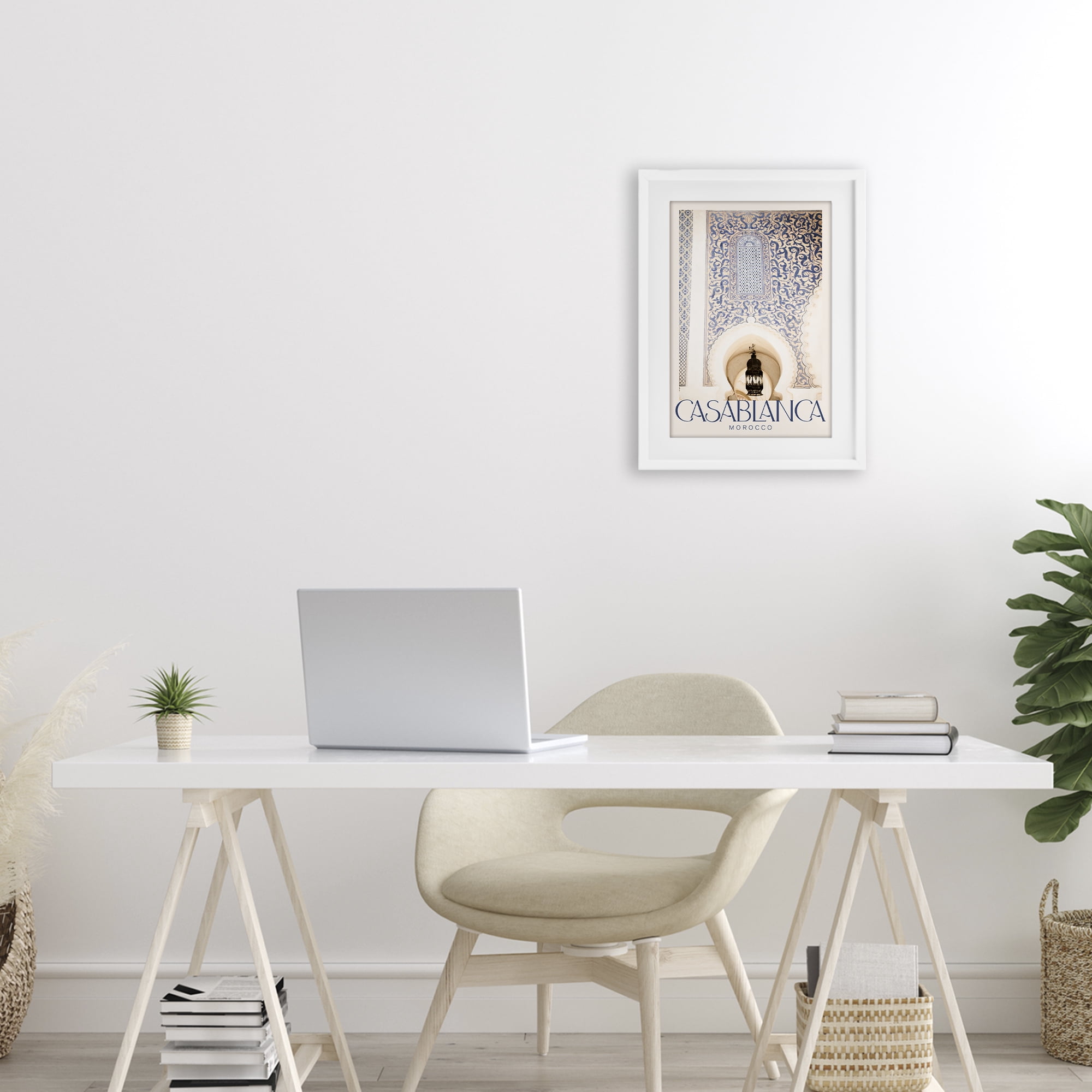 Stupell Industries Ornate Casablanca Architecture White Framed Print Under Glass, design by Emily Navas