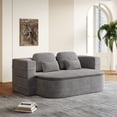 thumbnail image 2 of 2-in-1 Convertible Sofa Bed,75'' Foldable Sleeper Sofa Bed,Corduroy Floor Folding Sofa Bed Lounge Sofa with Multi Functional Blanket for Living Room Bedroom,Grey, 2 of 7