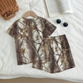 thumbnail image 4 of Grblisyd Girls Two Piece Sets Camo Maple Leaf Print Clothes Loose Short Sleeve Crew Neck Tshirts and Elastic Waist Shorts Casual Summer Outfits Size 7-8, 4 of 6