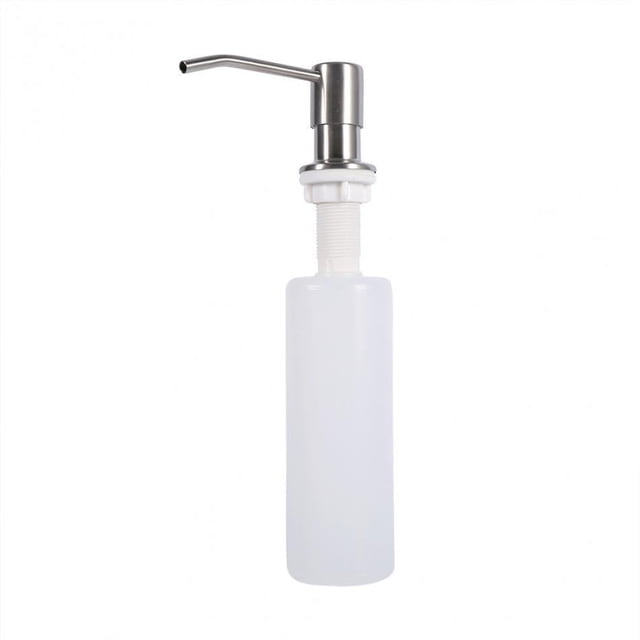 Dispensador de jabón para fregadero de cocina (níquel cepillado), dispensador de jabón para fregadero de diseño integrado, recambio desde la parte superior, acero inoxidable