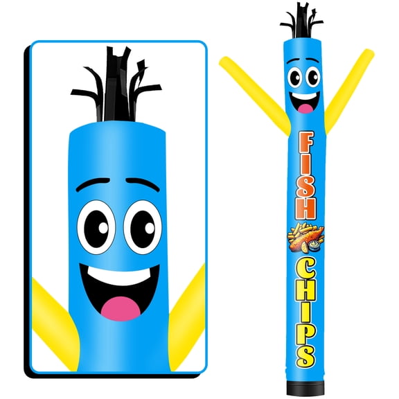 Inflatable Tube Man Fish & Chips Wacky Wavy Dancing Guy for Outdoor Decoration Advertising Business Promotion - Food Theme (Blower Not Included)