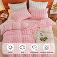 thumbnail image 4 of EMME Faux Fur Duvet Cover Twin-XL Size, 2 Pieces Ultra Soft Fluffy Comforter Cover, Cozy Warm for Winter, Luxury Shaggy Bubble Bedding Sets , 1 Duvet Cover & 1 Pillow Shams (Twin-XL,Pink), 4 of 6