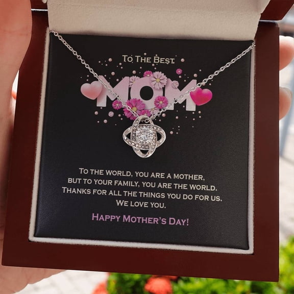 To My Mom Mother Day Jewelry To The Best Mom Necklace, A Meaningful Necklace Perfect For Anniversaries, Birthdays, Valentine V7651, White Love Knot Necklace