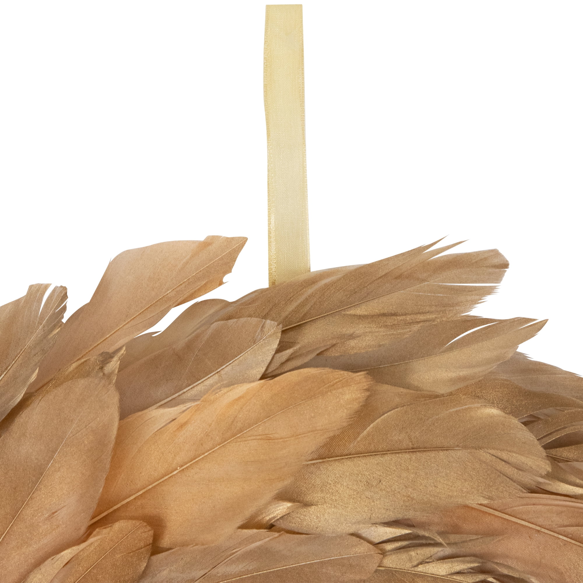 Northlight Artificial Feather Wreath - 14" - Gold