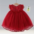 thumbnail image 4 of XZNPDUCQ Baby Girls Dress with Bowknot Shoulder Strap Soft Flowy Layered Tulle Dresses Party Formal Gowny Wedding Princess Dress (6-12 Months,Red), 4 of 9
