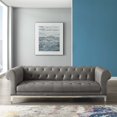thumbnail image 2 of Contemporary Modern Urban Designer Living Room Lounge Club Lobby Sofa, Leather, Grey Gray, 2 of 6