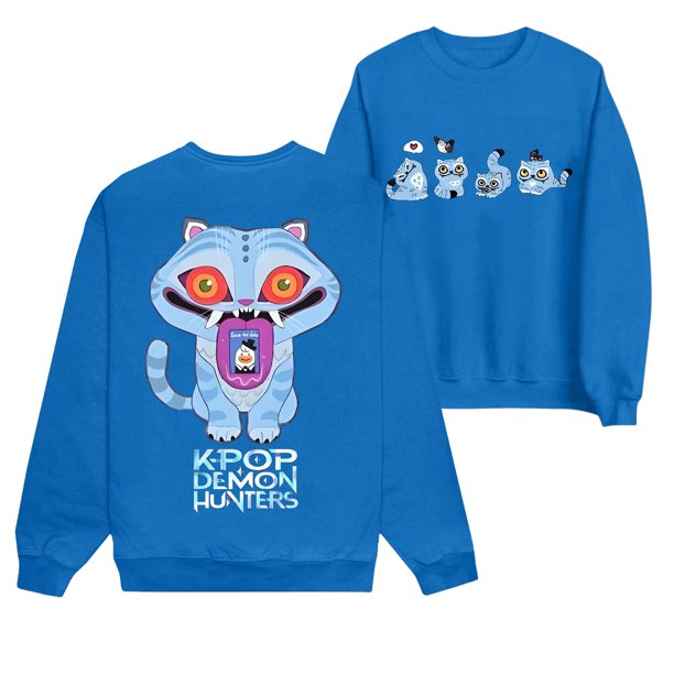 Pop cazadora para niña Demo-n Hunters Round-Neck Sweatshirt,Soft Streetwear Pullover,Cute Long Sleeve Sweatshirt for Fall Winter (Blue)