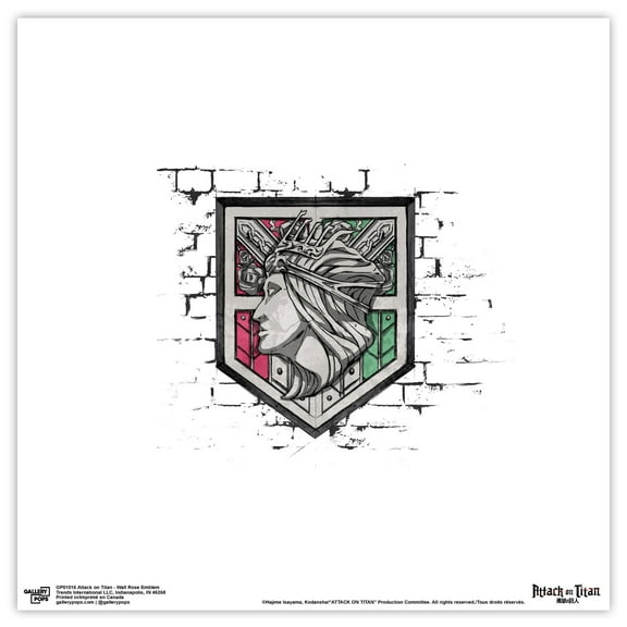 Gallery Pops Attack on Titan - Wall Rose Emblem Wall Art, Unframed Version, 12" x 12"