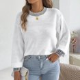 thumbnail image 2 of Qiopertar Women's Sweater Knitted Round Neck Long Sleeve Casual Loose Tops Fall Winter Basic Pullover White L, 2 of 7