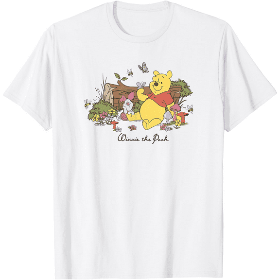 Winnie The Pooh and Piglet Floral Butterfly Unisex Softstyle T-Shirt for Men Women Kids