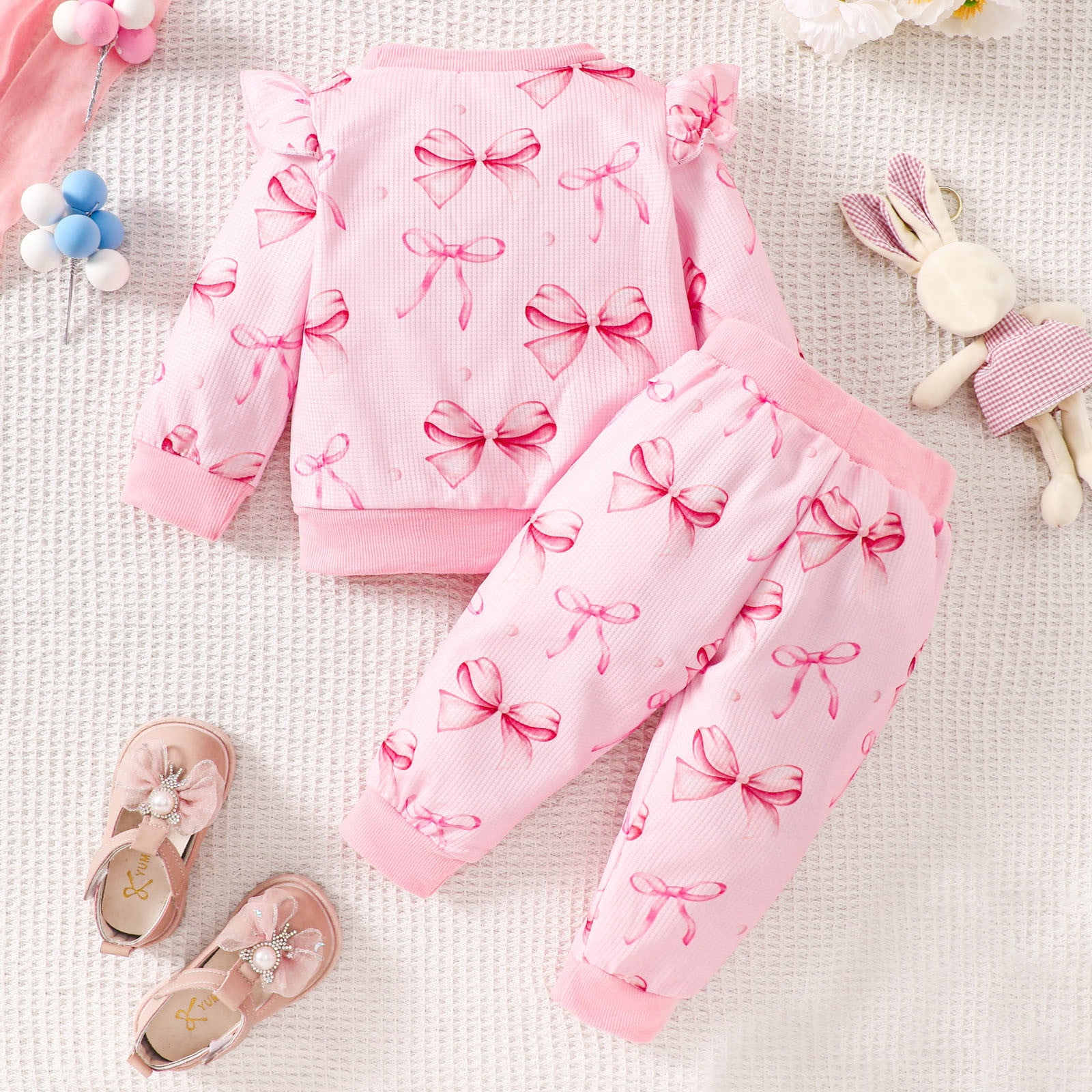 Noël Bébé Vêtements 8 Ans Bébé Fille Ensembles Rouge Côtelé Manches Longues Chem