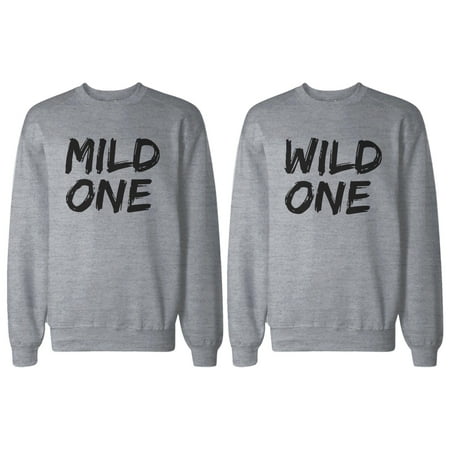 Mild One and Wild One BFF Matching Grey Sweatshirts for Best