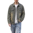 thumbnail image 2 of Frnrwgo Men's Denim Jacket Loose Fit Button Front Ripped Multi-Pocket Casual Streetwear Outerwear, 2 of 5