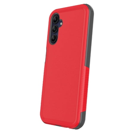 onn slim rugged phone case for samsung galaxy a15 5g - red/gray