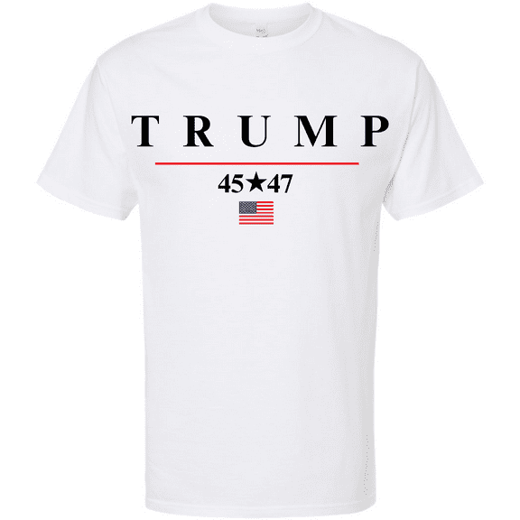Trump 45-47 American Pride Printed Short Sleeve T-Shirt, Patriotic Political Support Trump Crewneck Shirt