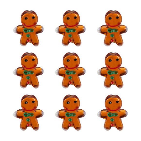 Beadthoven, 20 unidades, cuentas navideñas para hombre, pan de jengibre, hechas a mano, pequeñas cuentas de cristal de Murano hechas a mano para hacer joyas, collares, collares, manualidades
