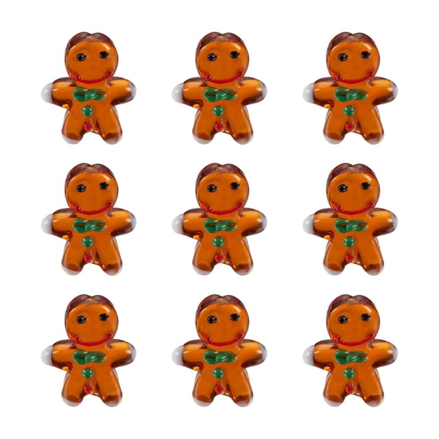 Beadthoven, 20 unidades, cuentas navideñas para hombre, pan de jengibre, hechas a mano, pequeñas cuentas de cristal de Murano hechas a mano para hacer joyas, collares, collares, manualidades