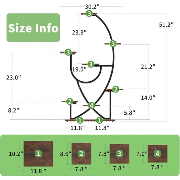 Plant Stand with Grow Light - 8 Tiered Corner Planter Stands for Indoor Plants Multiple, 51" Metal Lighted Plant Shelf Indoor with Grow Light