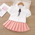 thumbnail image 2 of OGLCCG Girls' School Uniform Outfit Cute 3 Piece Set with Short Sleeve Button Down Shirt and Pleated Skirt,2-15 Years, 2 of 5