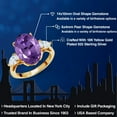 thumbnail image 2 of Gem Stone King 18K Yellow Gold Plated Silver 3-Stone Engagement Ring Amethyst Moissanite (7.80 Cttw), 2 of 6