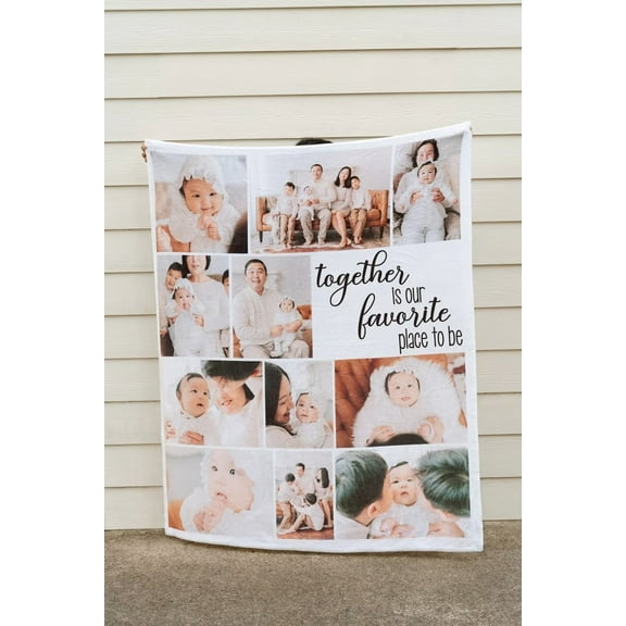 AISENIN Custom Blanket Grandparent Personalized Gift Unique Photo Collage Blanket Custom Family Keepsake Sentimental Mom Blanket Gift