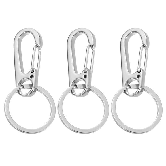 1.36" x 0.98" Metal Keychain Keyring, 3 Pcs Silver Key Chain Ring Clip Sturdy Key Accessories Holder Organizer for Chain Making Kit Home Car Keys Art Crafts