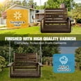 thumbnail image 3 of Home Shark 1 Person Outdoor Wooden Porch Swing with Ergonomic Seat and Hanging Chains, Deep Brown, 3 of 7