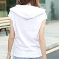 thumbnail image 6 of Women's Summer Short Sleeve Hooded Tops Shirts Blouses Loose Fit Solid Color Casual Daily Wear Vacation Beach Loungewear Fashion Essential Gift for Women | CSEONE,White L, 6 of 9