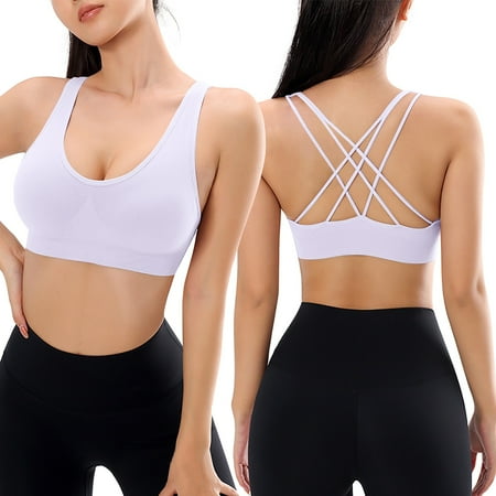 Clearance! Weikingp Bras for Women Women S Solid Color Thin Belt Thin Elastic Casual Bottom Bra Yoga Underwear Plus Size Lingerie Sports Bras for Women White S