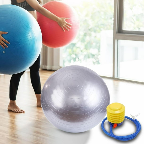 Balance Ball Silla Cola Pilates Ball Antideslizante Heavy Duty con bomba Ejercicio Ball Yoga 75cm Plata