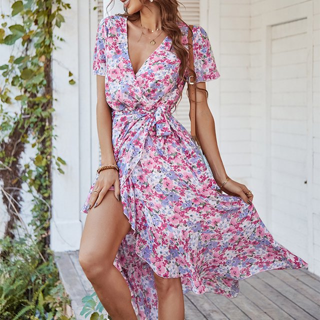 Vestido de mujer,Vestido de mujer con cuello en V Vestido de niña Vestido de verano Eleva tu experiencia