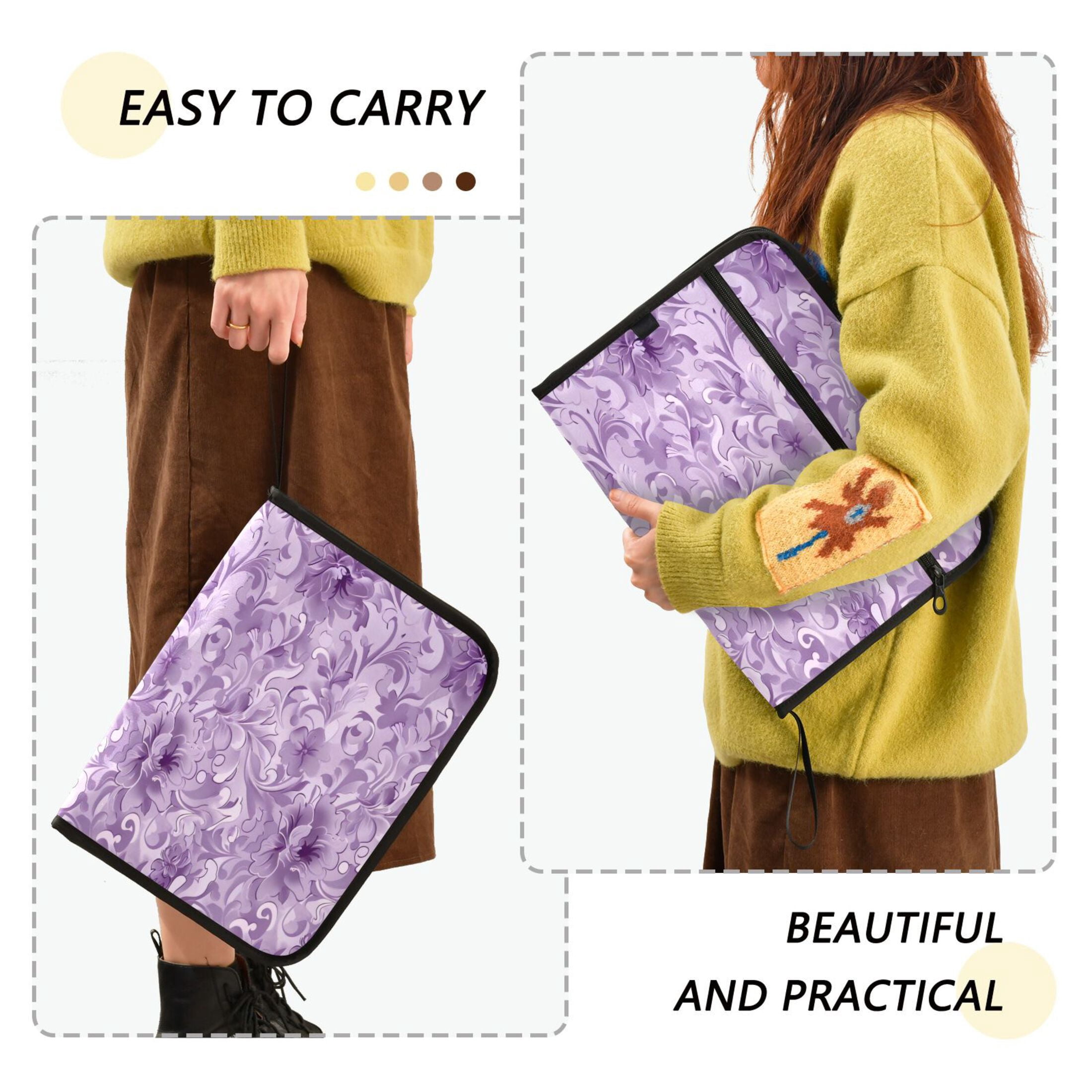 Organ Folder 14.2 x 0.8 x 10.6 Inches 13 Separate Pockets A4 Size Documents Folder A Sort Storage File Manager For The Home Office Purple Flower