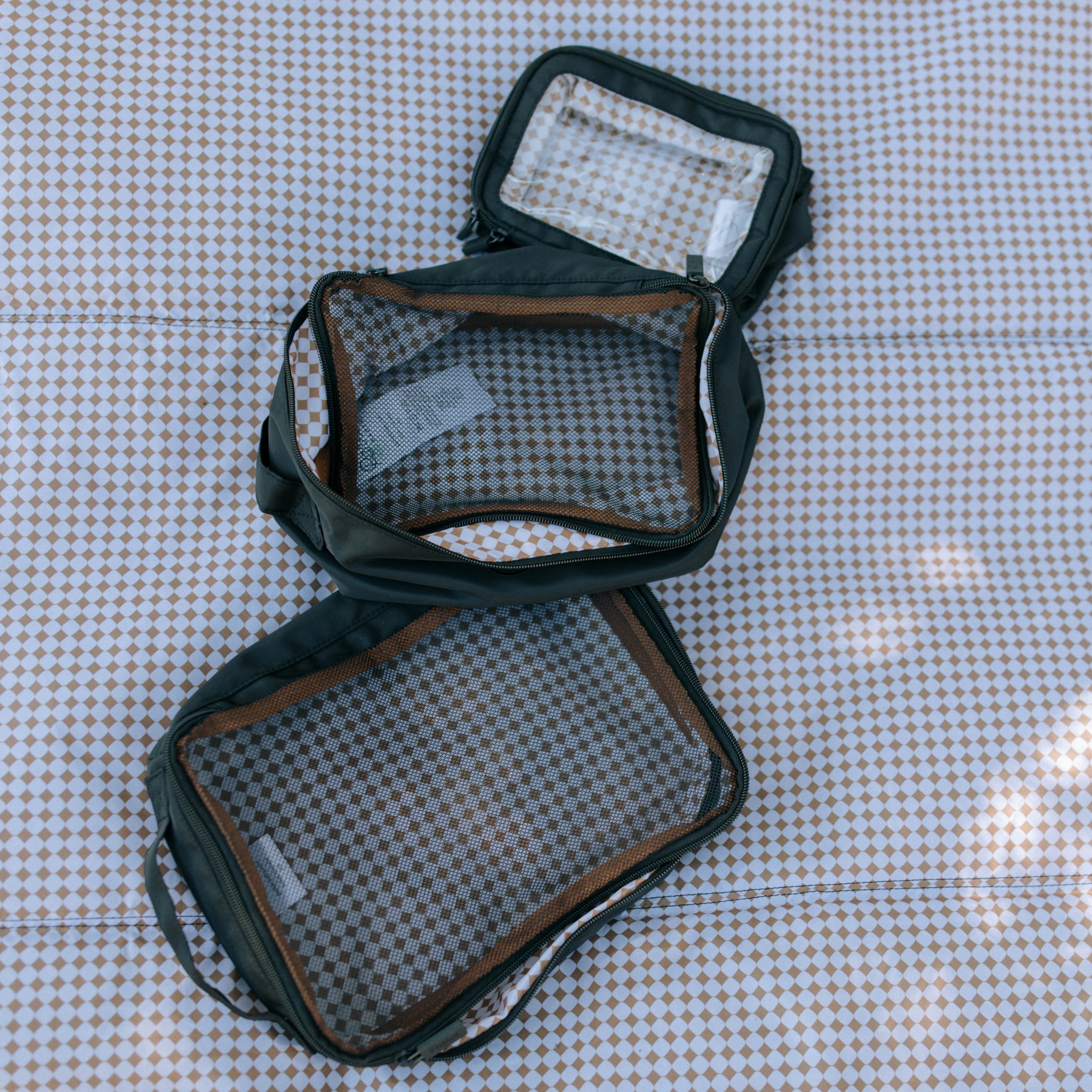 Parker Baby Packing Cubes - 3-Piece Set for Diaper Bag, Suitcase, or Stroller Organization - Mocha Checker