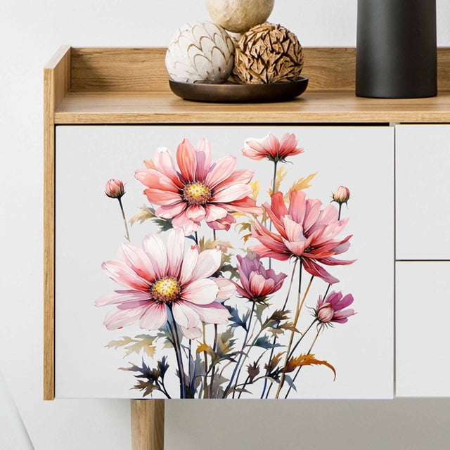 Vinilos decorativos de flores tropicales, fáciles de pegar y despegar | Adhesivos de vinilo para la decoración del hogar | Decoración de paredes para sala de estar, dormitorio, baño y aseo
