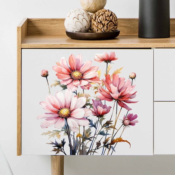 Flower Wall Stickers Living Room Bedroom Bathroom Toilet Adhesive Painting