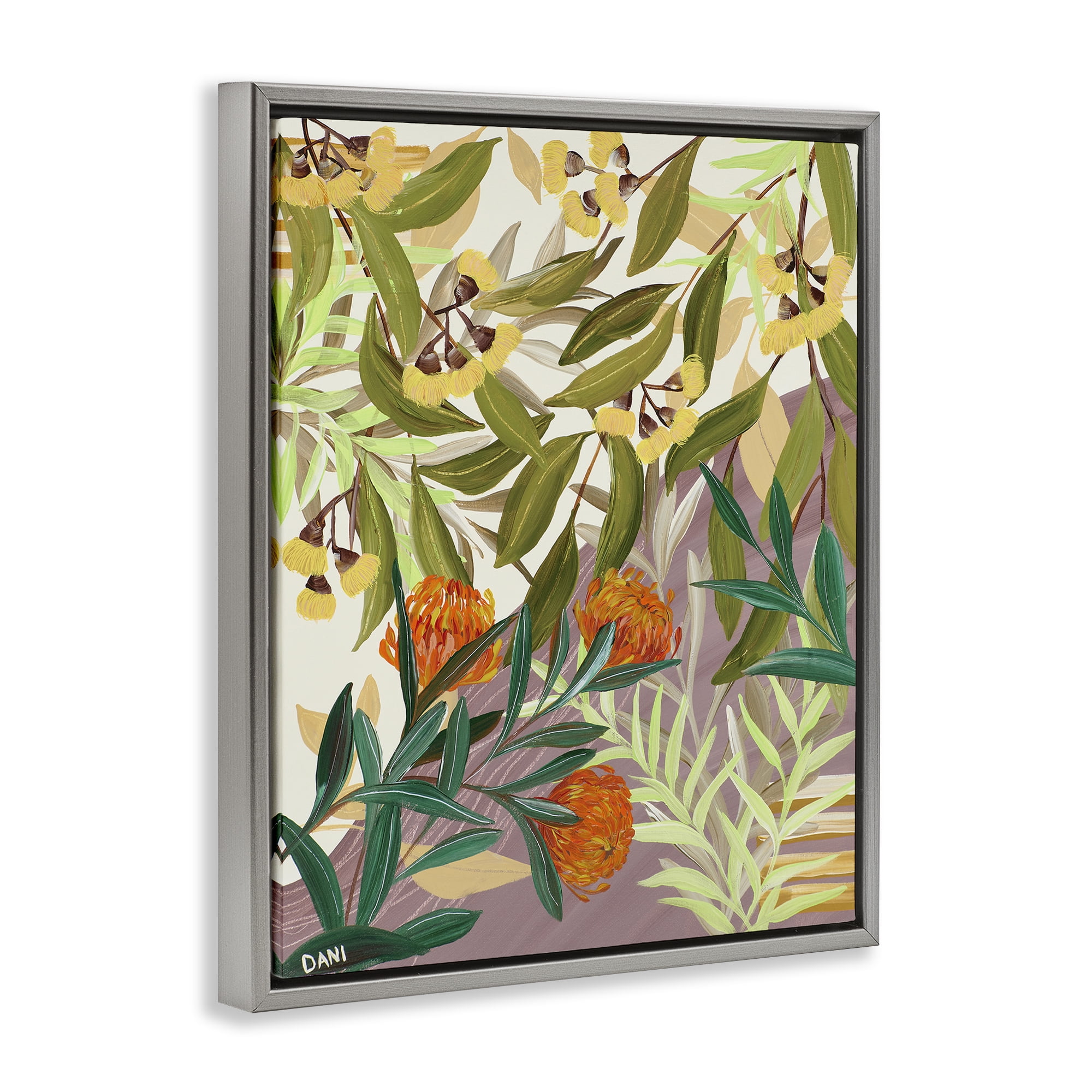 Stupell Industries Walk With Me Florals Gray Framed Floater Canvas Wall Art, design by Dani Heyward