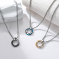 thumbnail image 4 of Three-Ring Pendant Necklace with Simple Sense All-Match Men's Titanium Steel Personalized Hip Hop Accessories（Black）, 4 of 4