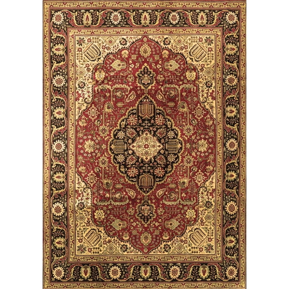 Ahgly Company Indoor Rectangle Medallion Brown Traditional Area Rugs, 6' x 9'
