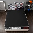 thumbnail image 4 of Manfei Sport Zipper Queen Comforter Set with Fitted Sheet and 2 Pillowcases, Baseball Game Zipper Bedding Set, Black Gray, 4 of 7