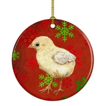 Baby Chick Red Snowflakes Holiday Christmas Ceramic Ornament SB3130CO1