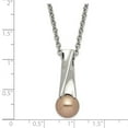 thumbnail image 3 of Stainless Steel Cable Necklace with Pendants Chain Polished Champagne Simulated Pearl & CZ Pendant 18 inch 10.1 mm, 3 of 3