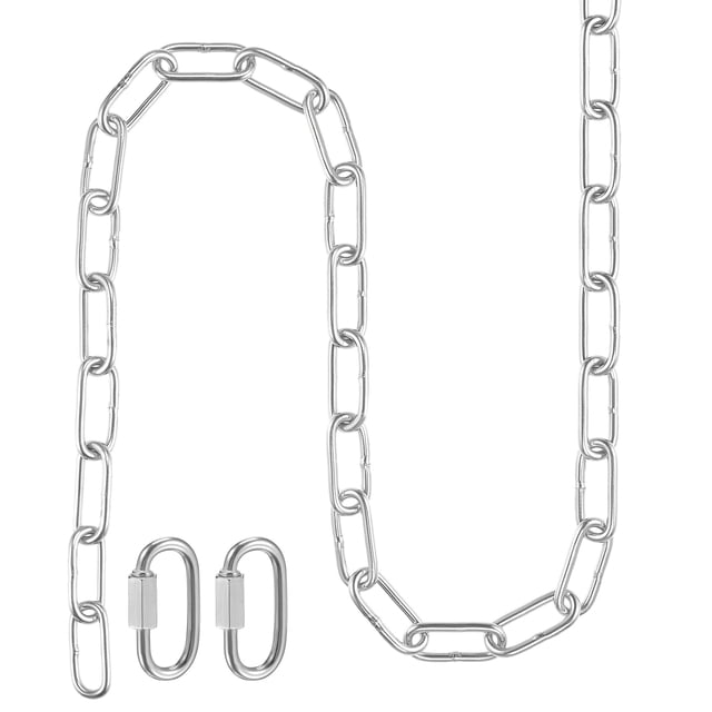 Cadena de prueba de 1.2 metros de Uxcell, 2.95mm de grosor, 176Lbs, acero inoxidable 304 con 2 enlaces rápidos