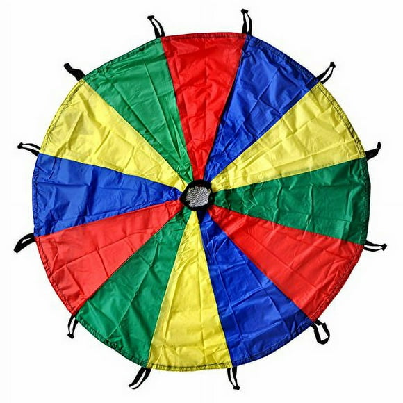 GSI Kids Play Parachute Rainbow Parachute Toy Tent Game for Children Gymnastics Cooperative Play and Outdoor Playground Activities (12 Feet)