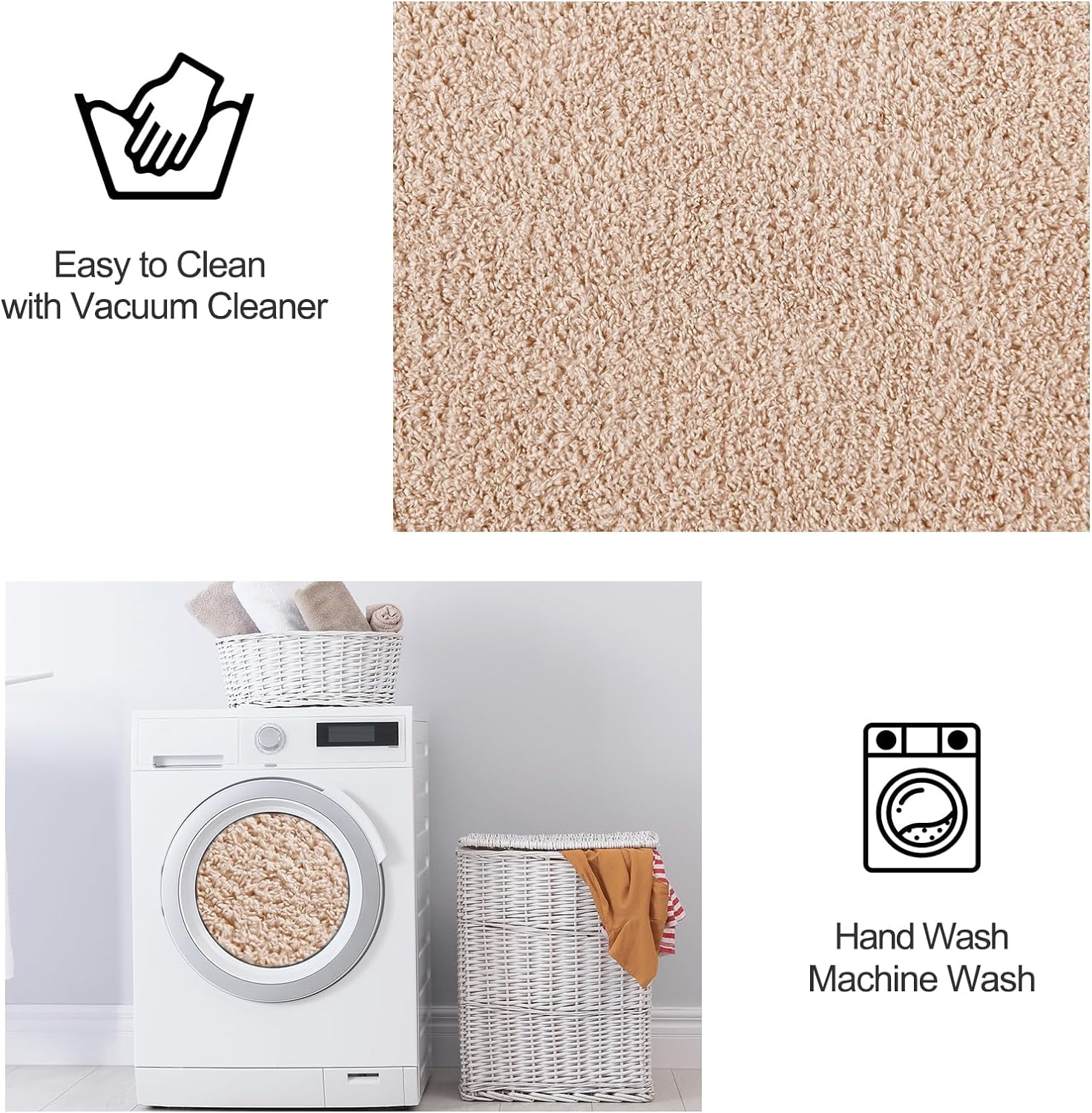Noahas Soft Low Pile Rug Modern Area Rugs for Bedroom Living Room,Suitable for Boys Girls Teenagers and Adults with Super Soft Touch , Beige , 6' x 9'